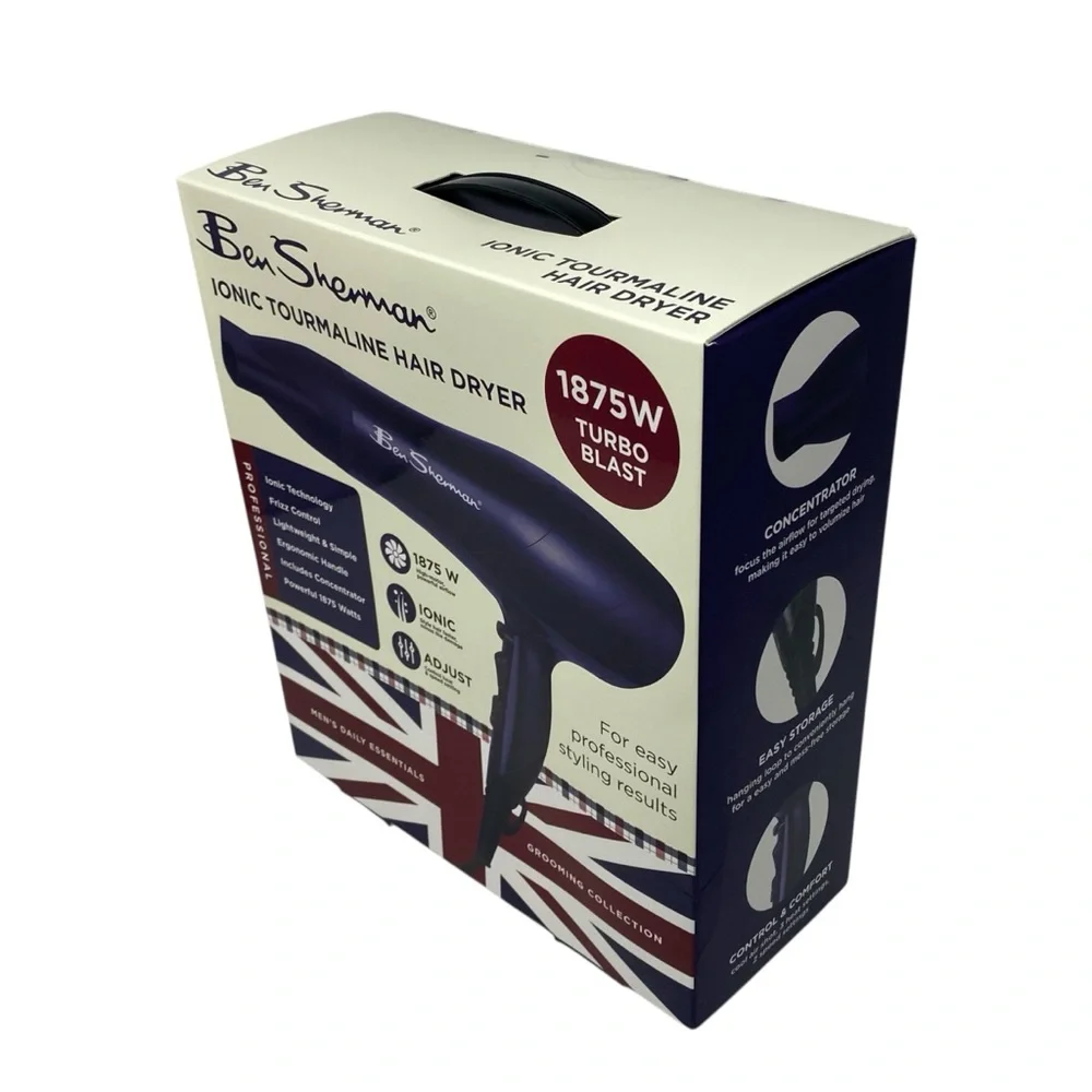 Ben Sherman Professional Ionic Tourmaline Hair Dryer - Dark‎ Blue 1875W